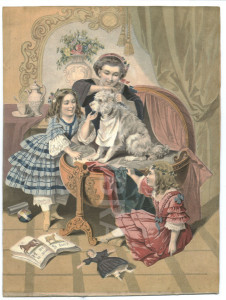Victorian Mother and children playing circa 1865